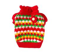 Winter Cat Knitted Sweater With 3D Floral Stripes Design Cozy Warm Soft Yarn Pet Apparel For Indoor Feline Comfort (Red, XS)