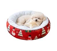 Winter Cat Mat - Comfortable Round Christmas Calming Pet Sofa - Dog Cat Fuzzy Pad Puppy Bed | for Home Apartment Bedroom Living Room Balcony