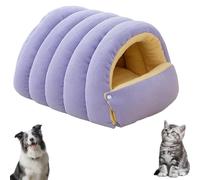 Winter Cave,Cozy Monster Cat Dog Bed,Warmth Cozy Comfort Plush Pet Cave with Removable Cushion,Warm Soft Removable Washable for Cats and Dogs (Purple,M)