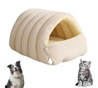 Winter Cave,Cozy Monster Cat Dog Bed,Warmth Cozy Comfort Plush Pet Cave with Removable Cushion,Warm Soft Removable Washable for Cats and Dogs (Beige,L)