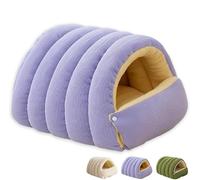 Winter Cave,Warmth Cozy Comfort Plush Pet Cave, Cute Cozy Safe Hideaway Cat Bed with Removable Cushion,Warm Soft Removable Washable for Cats and Dogs (Purple,L)