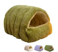 Winter Cave,Warmth Cozy Comfort Plush Pet Cave, Cute Cozy Safe Hideaway Cat Bed with Removable Cushion,Warm Soft Removable Washable for Cats and Dogs (Green #A,L)
