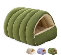 Winter Cave,Warmth Cozy Comfort Plush Pet Cave, Cute Cozy Safe Hideaway Cat Bed with Removable Cushion,Warm Soft Removable Washable for Cats and Dogs (Green,M)
