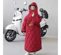 Winter Children's Thickened Windproof Wearable Warm Blanket for Mobility Scooter and Wheelchair, Motorcycle Bike, Hooded Scooter Cape Waterproof Rain Coat Poncho Cover for Full Body Protection