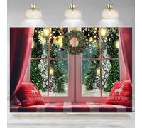 Winter Christmas Backdrop Photography Window Garland Snowflake Xmas Tree Background Birthday Newborn Baby Shower Party Banner 240X180cm