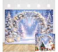 Winter Christmas Backdrop Snowy Forest Photography Background Pine Trees Lanterns for Xmas Winter Party Decor Holiday Family Portraits Baby Shower Photo Booth Props (7X5FT)