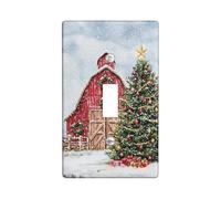 Winter Christmas Barn Light Switch Cover Plates/Outlet Covers, Red Holiday Scene with Snow for Wall Accents, Thermoplastic Wall Plates, Standard Size Single Toggle