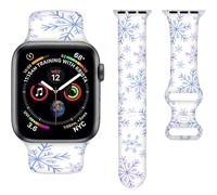 Winter Christmas Colorful Snowflakes Bands Compatible with Apple Watch Band 38MM 40MM 41MM, Silicone Strap Compatible with iWatch Bands Ultra Series SE 9 8 7 6 5 4 3 2 1 for Women Men