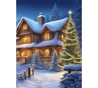 Winter Christmas Cottage 1000 Piece Jigsaw Puzzles for Adults, Fun jigsaw puzzles 1000 pieces, Challenging Puzzle Perfect for Game Nights, Finished Puzzle Size is 75x50cm