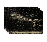 Winter Christmas Elf Linen Placemats Set of 4, 12''x18'',Xmas Kid 4Pcs Print Table Mats for Dinning, Holiday New Year Holiday Home Kitchen Decor