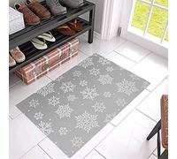 Winter Christmas Geometric Snowflakes Welcome Outdoor Indoor mats,Non Skid Bath Rugs Entrance Doormat Modern Grey Thin Floor Carpet Mat,Homeowner Door Mat,Housewarming Decor Gift 50x80cm