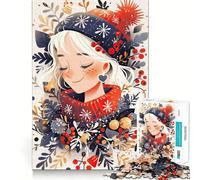 Winter Christmas Girl Jigsaw for Adults1000 Pieces Brain Focus Game Precision Cut Smooth Edges Amusing Challenge for Waiting Time (38x26cm)