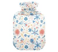 Winter Christmas Mandala Hot-Water Bottle with Soft Cover, 1L Hot Compresses for The Body for Tummy Warmer