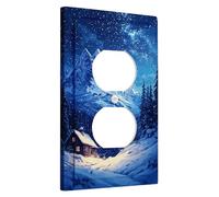 Winter Christmas Mountain Switch Cover Plates, Exit Covers, Starry Night on Snowy Peaks, Thermoplastic Wall Plates, Standard Size Single Duplex Plug