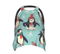 Winter Christmas Penguins Baby Car Seat Canopy Cover, Multi Use Breathable Nursing Breastfeeding Covers for Mom Soft Stroller Sun Shade Newborn Shower Gift