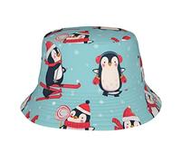 Winter Christmas Penguins Bucket Hat Packable Summer Beach Sun Hat Outdoor Cap for Women Men Cute Bucket Hats Black, Black, One size