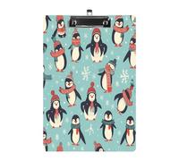 Winter Christmas Penguins Clipboard Colorful Sturdy Acrylic Clipboard Decorative Clip Board with Metal Clip Cute Plastic Clipboards A4 for Nurses Office（Standard Size 8.5" X 12.5"）