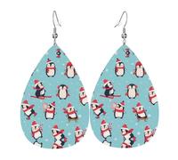 Winter Christmas Penguins Patterned leather earrings, women's earrings, suitable for daily wear, party and date