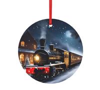 Winter Christmas Snow Night Railway Train Christmas Aluminum Collections, Hanging Decor On Christmas Tree Ornaments for Xmas Home Decor Gifts for Xmas Home Decor Gifts(Small,Large)