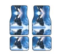 Winter Christmas Snow Night Railway Train Complete set of car floor mats, 4-piece interior set suitable for most cars, trucks, and vans