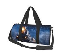 Winter Christmas Snow Night Railway Train Duffle Bag with Shoes Compartment and Adjustable Strap,Foldable Travel Duffel Bags for Men Women,Waterproof Duffel Bags