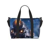 Winter Christmas Snow Night Railway Train Hand Travel Bag - Lightweight and Versatile Travel Companion with Spacious Design, Multi-Purpose Bag, Luggage Bag, Beach Bag, Gym Bag, Sports Bag
