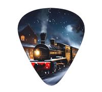 Winter Christmas Snow Night Railway Train Print 12 Pcs Guitar Picks Fit Lovers 3 Different Thickness 0.46 0.71 0.96mm