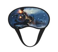 Winter Christmas Snow Night Railway Train Print Blackout Sleep Mask for Women & Men, Zero Eye Pressure Eye Mask for Travel and All - Around Sleep