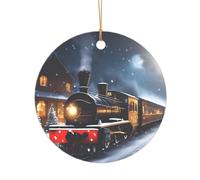 Winter Christmas Snow Night Railway Train Print Bridal Shower Gifts, Mr & Mrs Christmas Ornament, a Unique Wedding Keepsake Present