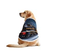 Winter Christmas Snow Night Railway Train Print Dog Vest, Soft Breathable Pet Shirt Clothes Sleeveless Fashion Apparel For Medium Large Breeds