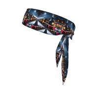 Winter Christmas Snow Night Railway Train Print Fashionable and Comfortable Headband for Stylish Workout Apparel Accessories