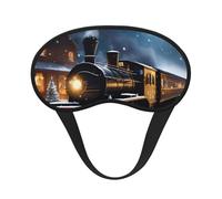 Winter Christmas Snow Night Railway Train Print Sleep Mask, Eye Sleeping Mask for Women and Men for Total Darkness, Reduces Puffy Eye Mask