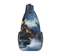 Winter Christmas Snow Night Railway Train Print Sling Backpack for Men and Women Crossbody Shoulder Bag Chest Bags for Travel Outdoor Sports Hiking Cycling Hiking