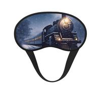 Winter Christmas Snow Night Railway Train Sleep Mask for Side Sleeper, Blackout Sleeping Eye Mask, Soft Breathable Eye Cover for Women Men Travel Eyeshade, Relaxing Zero Pressure Night Blindfold