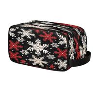 Winter Christmas Snowflake Patterm Toiletry Bag for Travel, Cosmetic Makeup Bag Waterproof Polyester Shaving Bag for Men Women Kids, Portable Organizer for Bathroom Gym Vacation