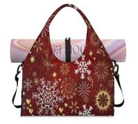 Winter Christmas Snowflake Sports Duffle Bag with Shoe Compartment Christmas Theme Weekend Overnight Bags Tote Cabin Luggage Bag for Gym Yoga Travel