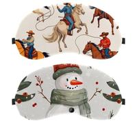 Winter Christmas Snowman 2-Pack Eye Patch and Eye Masks Set, Light-Blocking, Soft, Breathable Sleep Mask Kit