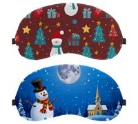 Winter Christmas Snowman 2-Pack Light-Blocking Soft Breathable Blindfold Sleeping Masks