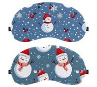 Winter Christmas Snowman 2-Pack Light-Blocking Soft Breathable Eye Masks with Eye Patches and Sleep Masks
