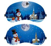 Winter Christmas Snowman 2-Pack Light-Blocking Soft Breathable Eye Masks with Eye Patches and Sleep Masks