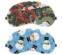 Winter Christmas Snowman Pattern 2-Pack Light-Blocking Soft Breathable Sleeping Mask Eye Patch
