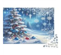 Winter Christmas Tree Jigsaw Puzzles 1000 Piece Recycled Paper for Adults Adult Jigsaws Hard Difficult Challenging Game Fun Home Present Great Gift for Decompression 70x50cm/1000pcs