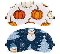 Winter Christmas Tree Snowman 2-Pack Light-Blocking Soft Breathable Eye Masks with Eye Patches and Sleep Masks