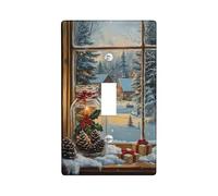 Winter Christmas Wonderland Light Switch Cover Plates/Outlet Covers, Festive Snowy Scene for Holiday Decor, Thermoplastic Wall Plates, Standard Size Single Toggle