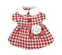Winter Classic Checkered Pet Clothes - Small Dog Jacket for Teddy, Bichon, Schnauzer, Pomeranian, and Cats, Warm and Stylish Outerwear (Red White, X-Large)