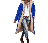 Winter Coat for Women,Ladies Down Puffer Quilted Reversible Long Coats Padded Thicked Fleece-lined Long Sleeve Zipper Hooded Jacket Lamb Wool Thermal Overcoat Windproof Warm Parkas with Pockets S-3XL