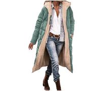 Winter Coat for Women,Ladies Down Puffer Quilted Reversible Long Coats Padded Thicked Fleece-lined Long Sleeve Zipper Hooded Jacket Lamb Wool Thermal Overcoat Windproof Warm Parkas with Pockets S-3XL
