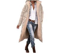 Winter Coat for Women,Ladies Down Puffer Quilted Reversible Long Coats Padded Thicked Fleece-lined Long Sleeve Zipper Hooded Jacket Lamb Wool Thermal Overcoat Windproof Warm Parkas with Pockets S-3XL