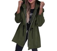 Winter Coat for Women Uk Dog Walking Coats Women's Zip Hoodie Sweatshirt Oversized Long Sleeve Casual Drawstring Waist Side Slit Tunic Windbreaker Ladies Leather Jacket (Green, S)