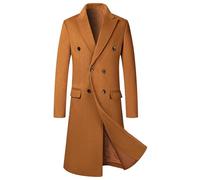 Winter Coat Men Peacoat, Men's Autumn Winter Long Woolen Overcoat Knee Length Windbreaker Anorak Outerwear Warm